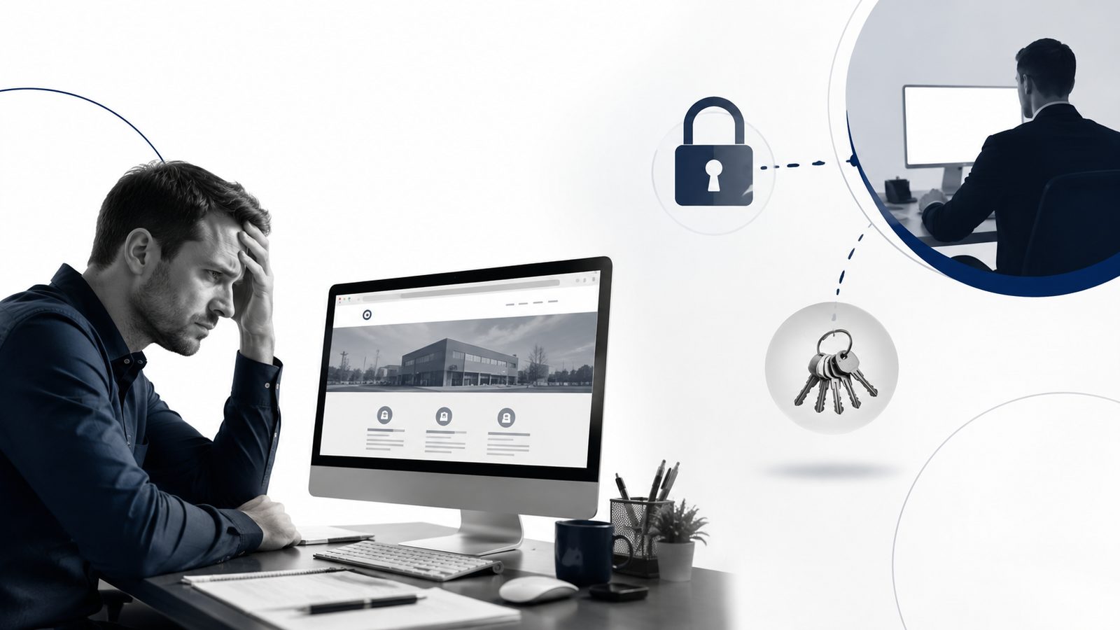 An owner looking at his own website while somebody else holds the keys to it.